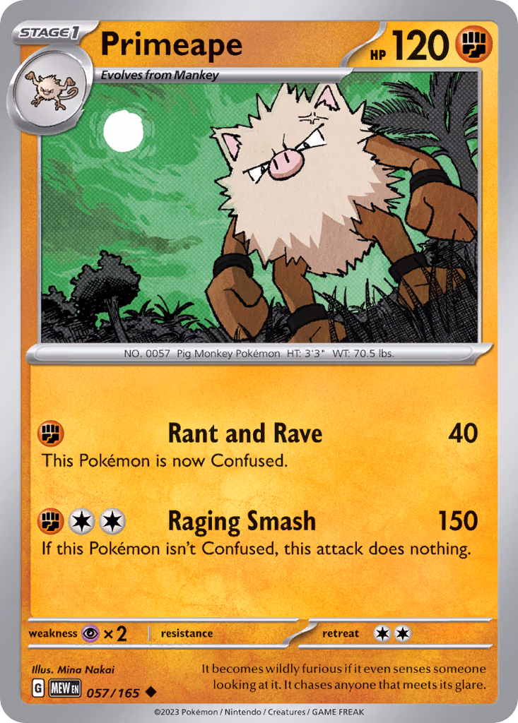 Primeape Pokemon card (057/165, 151)
