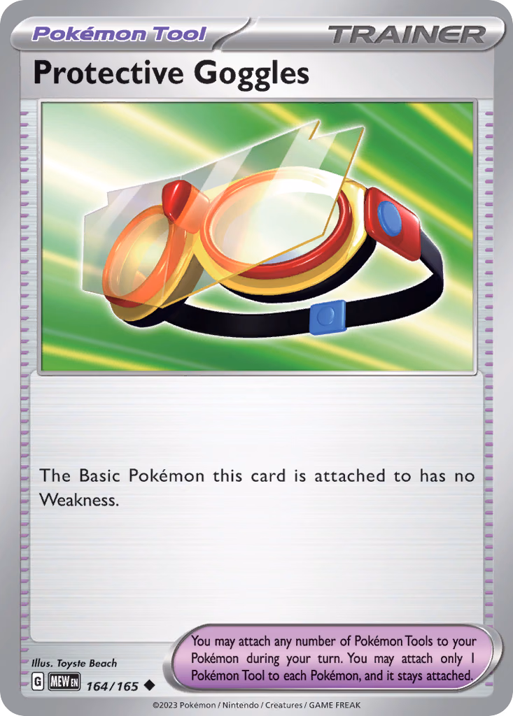 Protective Goggles Pokemon card (164/165, 151)