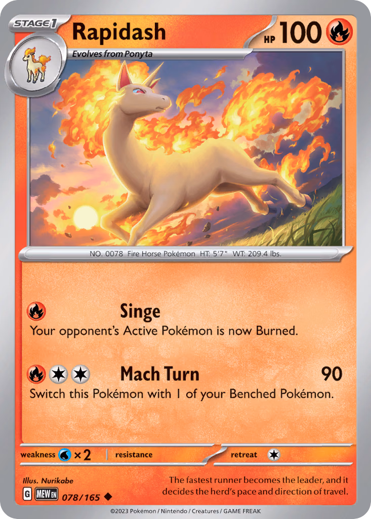 Rapidash Pokemon card (078/165, 151)
