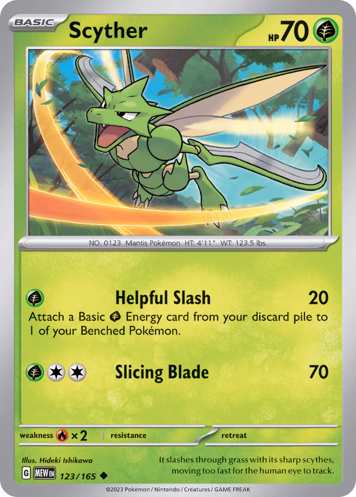 Scyther Pokemon card (123/165, 151)