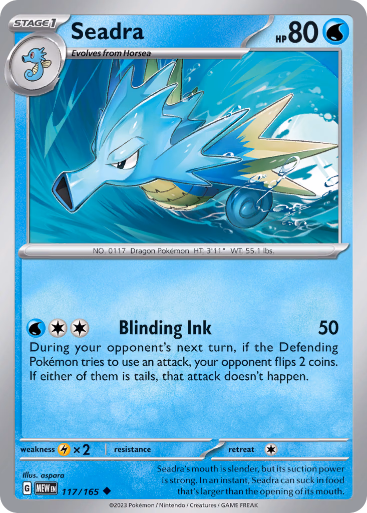 Seadra Pokemon card (117/165, 151)