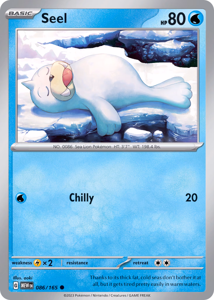 Seel Pokemon card (086/165, 151)