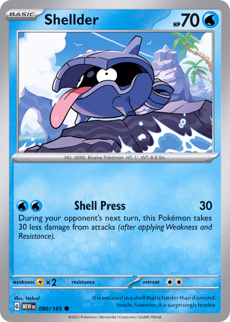 Shellder Pokemon card (090/165, 151)