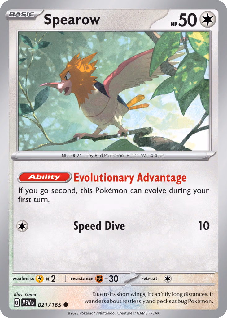 Spearow Pokemon card (021/165, 151)