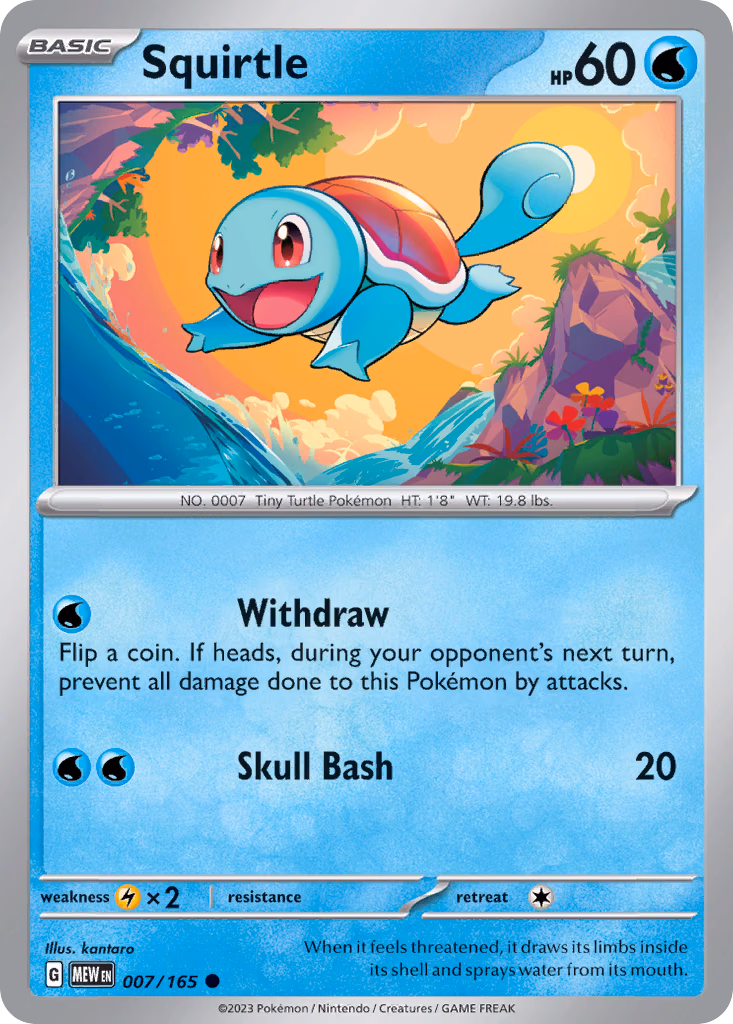 Squirtle Pokemon card (007/165, 151)