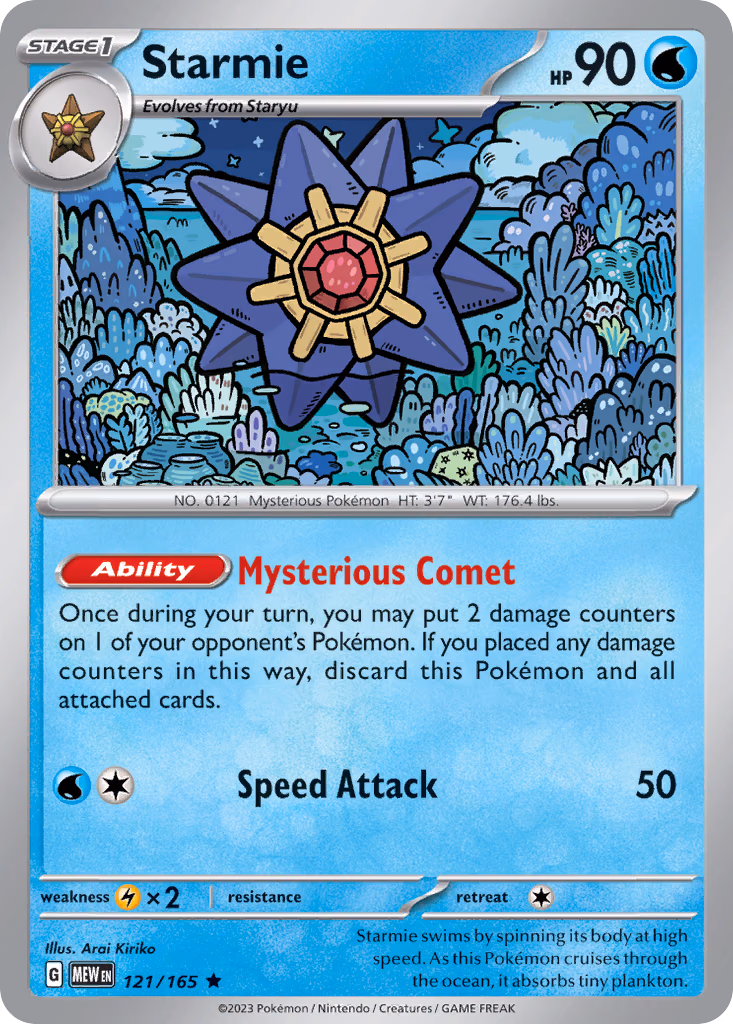 Starmie Pokemon card (121/165, 151)