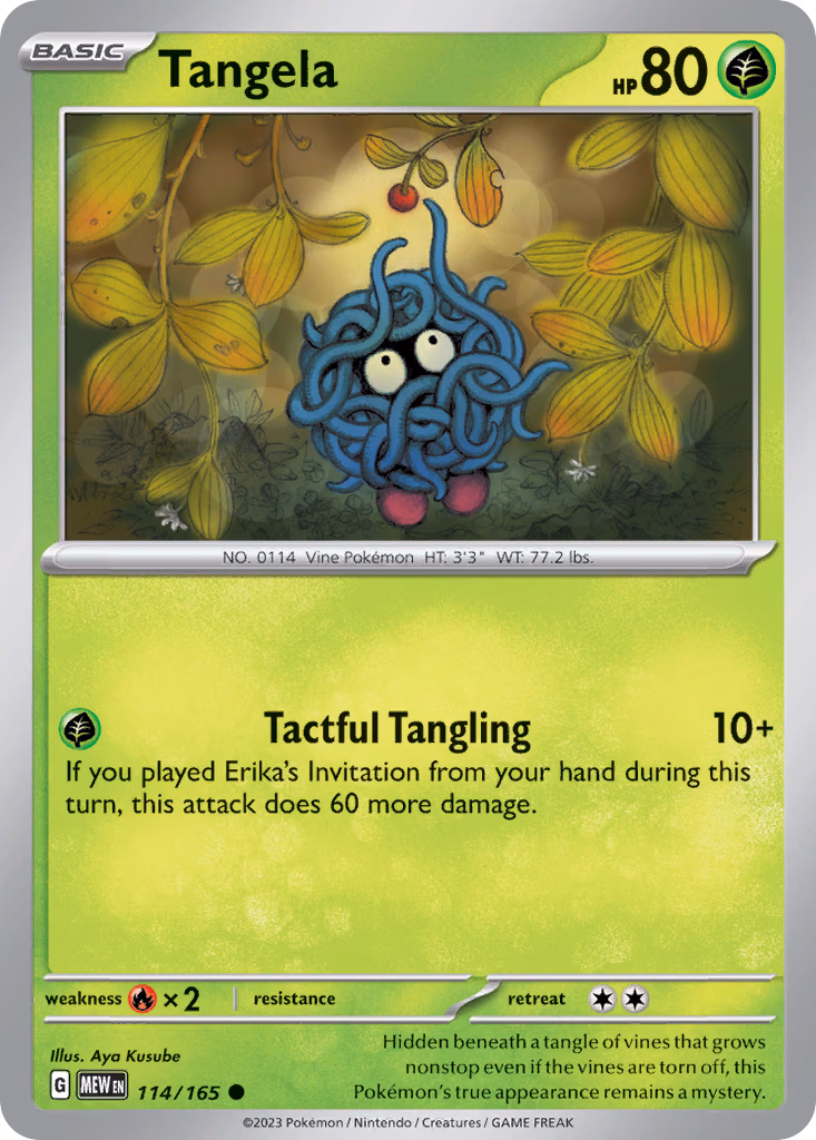 Tangela Pokemon card (114/165, 151)