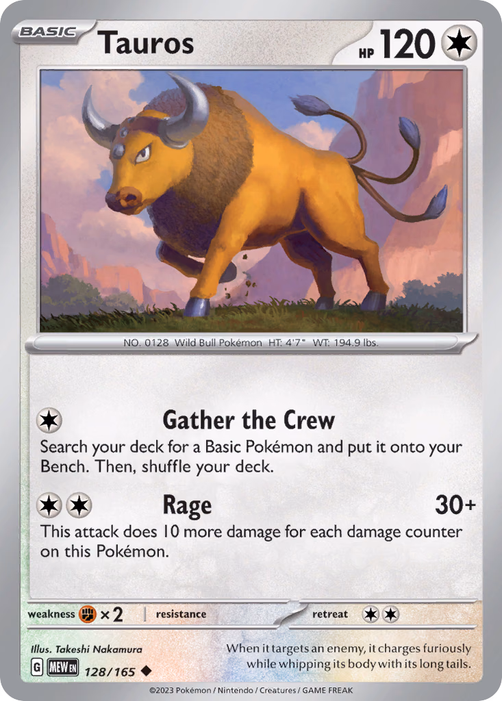 Tauros Pokemon card (128/165, 151)