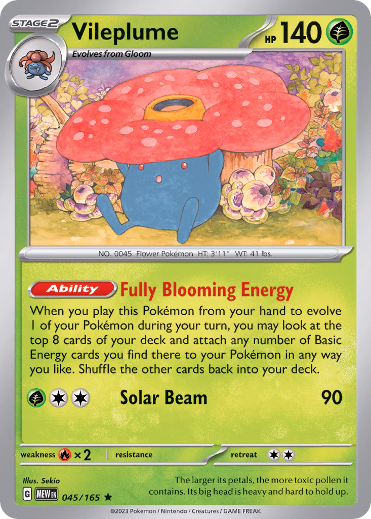 Vileplume Pokemon card (045/165, 151)