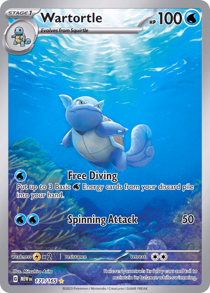 Wartortle Pokemon card (171/165, 151)