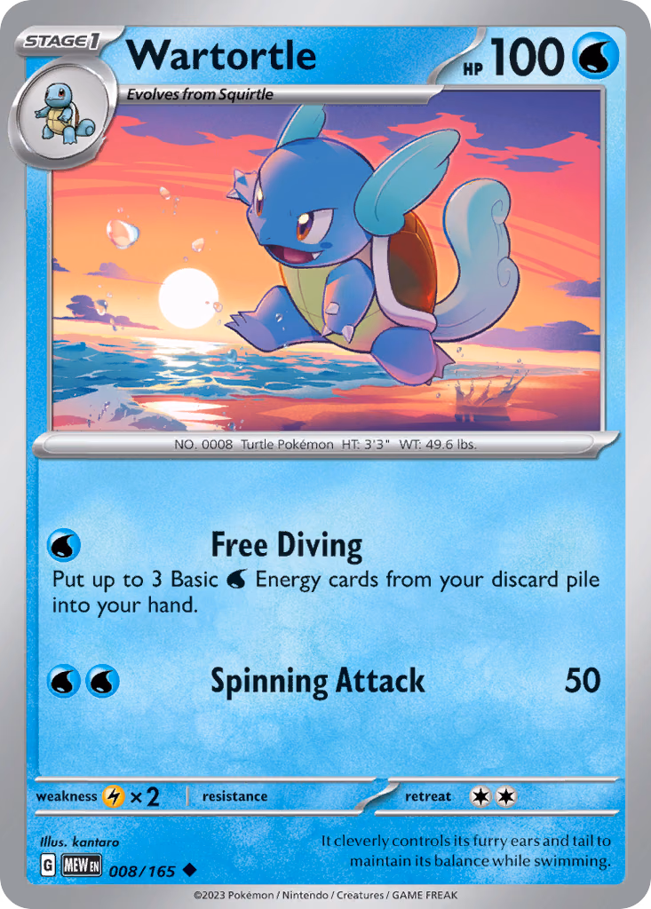 Wartortle Pokemon card (008/165, 151)