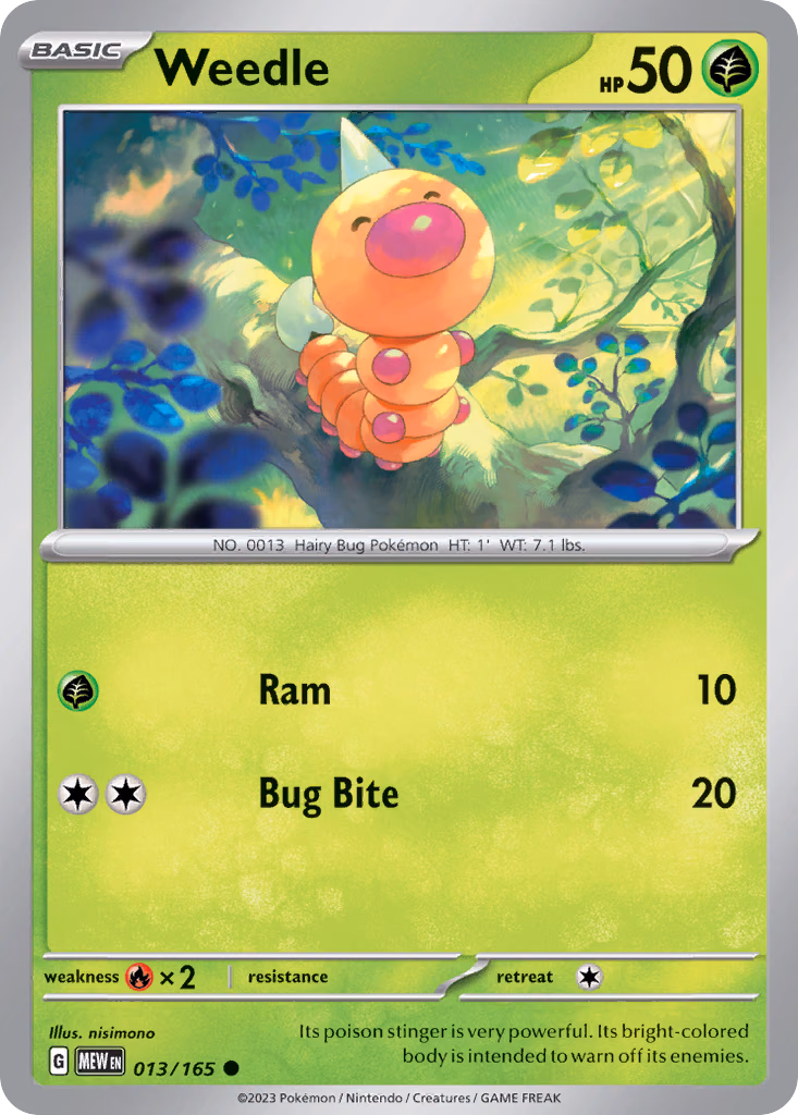 Weedle Pokemon card (013/165, 151)