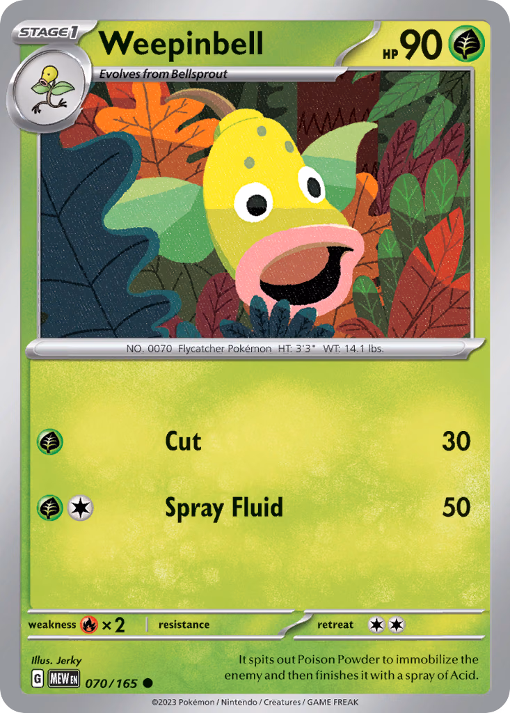 Weepinbell Pokemon card (070/165, 151)