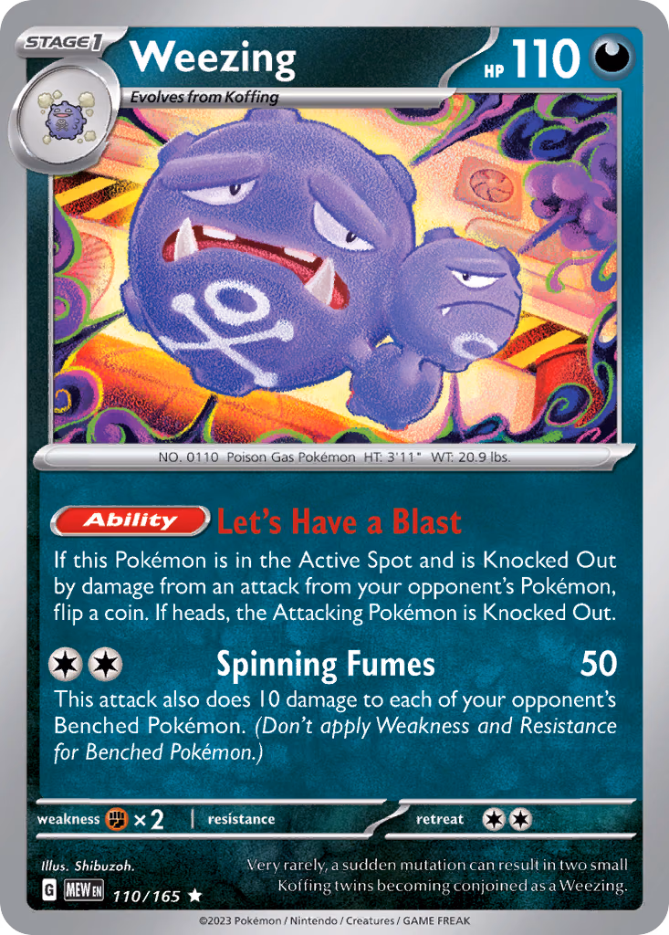 Weezing Pokemon card (110/165, 151)