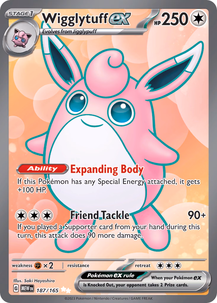 Wigglytuff ex Pokemon card (187/165, 151)