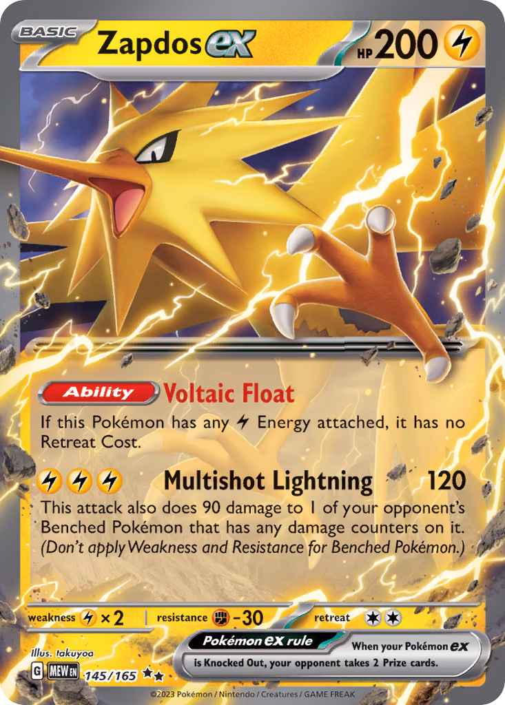 Zapdos ex Pokemon card (145/165, 151)