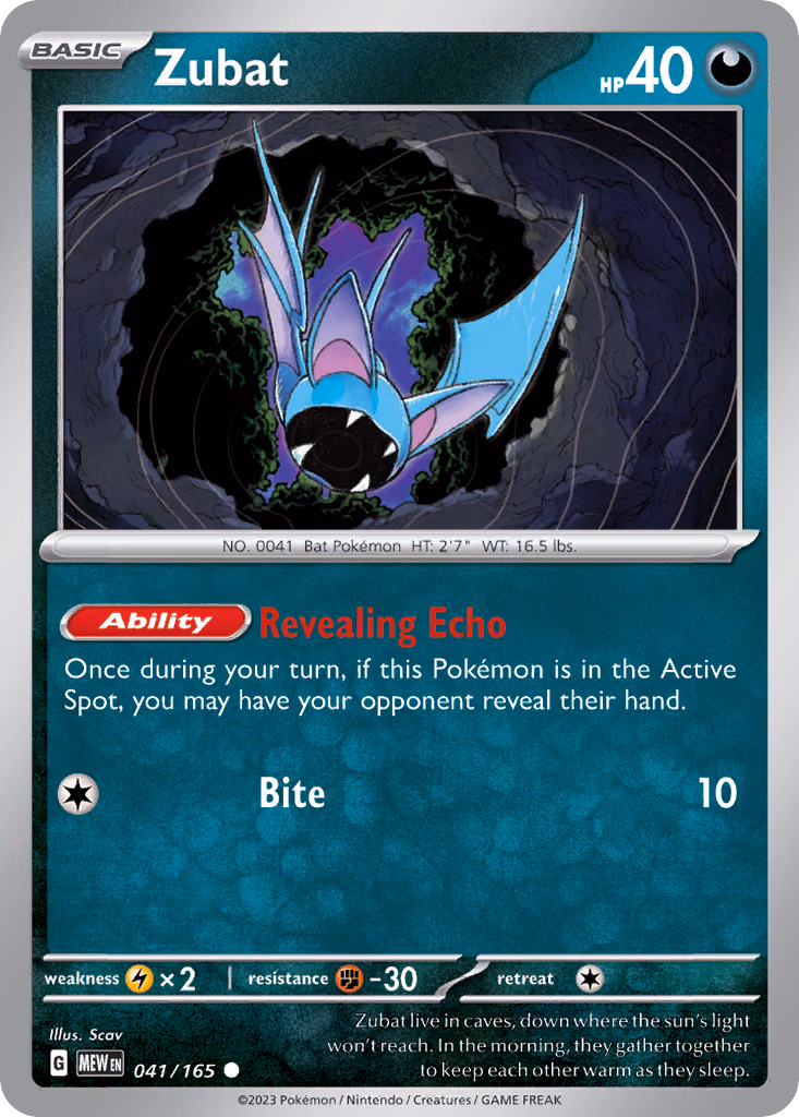 Zubat Pokemon card (041/165, 151)