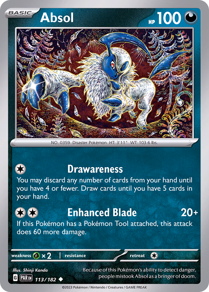 Absol Pokemon card (113/182, Paradox Rift)
