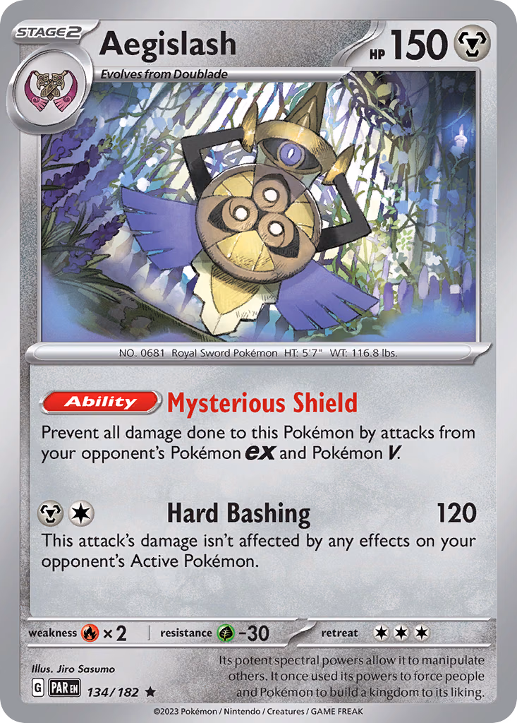 Aegislash Pokemon card (134/182, Paradox Rift)