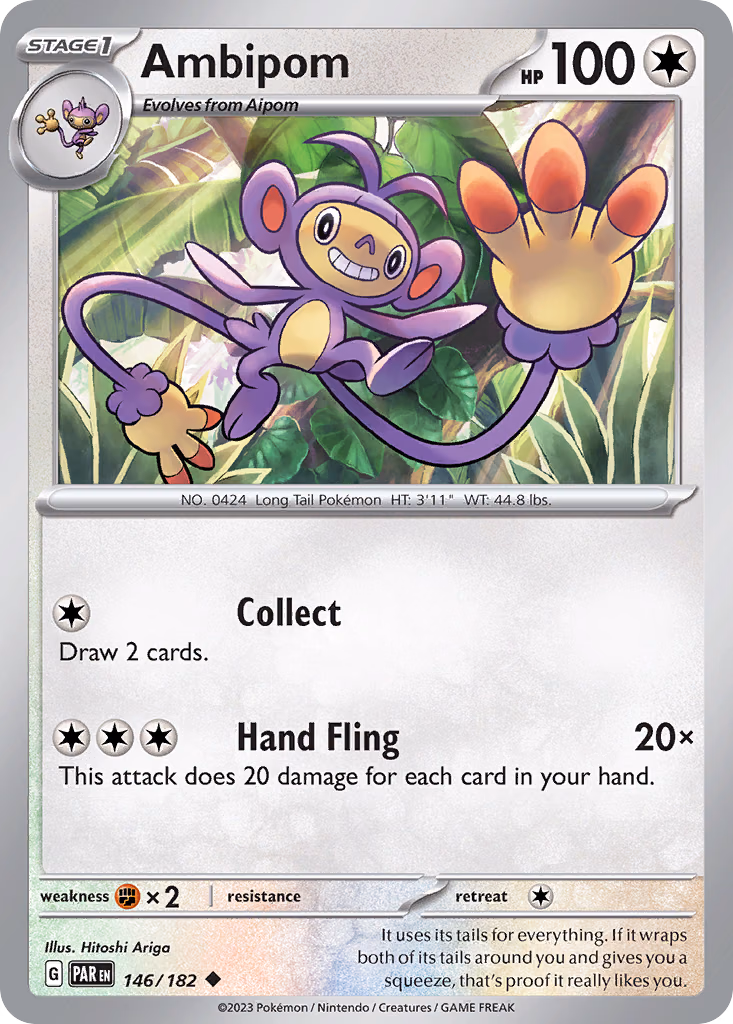 Ambipom Pokemon card (146/182, Paradox Rift)
