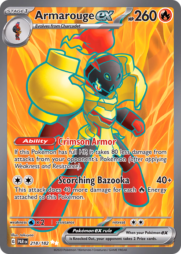 Armarouge ex Pokemon card (218/182, Paradox Rift)