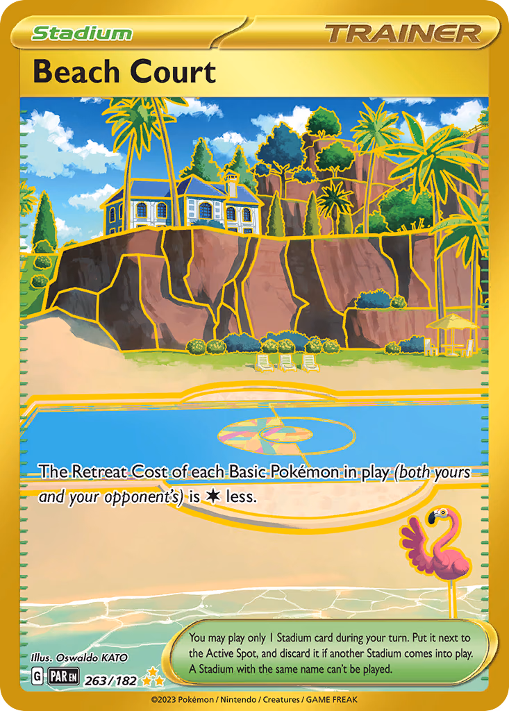 Beach Court Pokemon card (263/182, Paradox Rift)