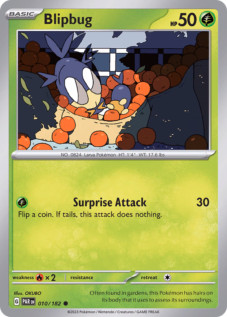 Blipbug Pokemon card (010/182, Paradox Rift)