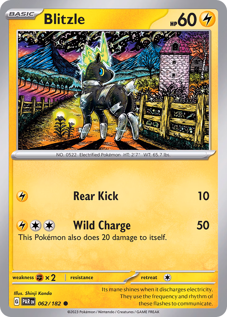 Blitzle Pokemon card (062/182, Paradox Rift)
