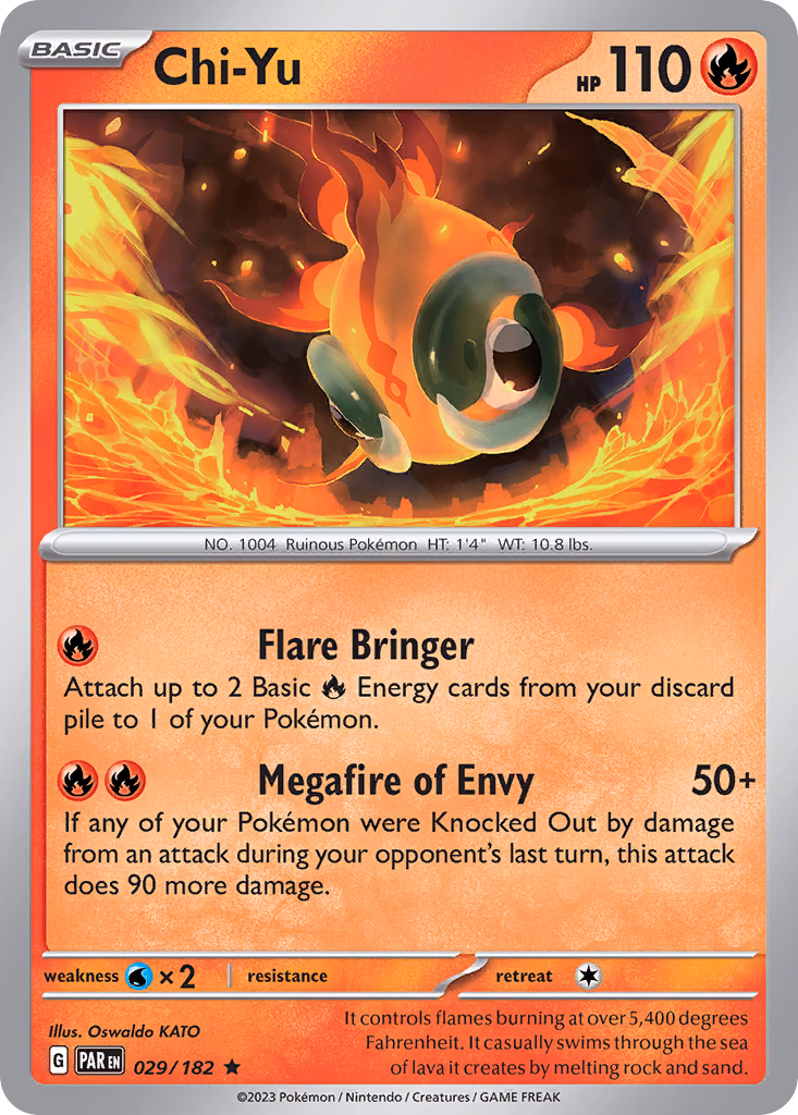 Chi-Yu Pokemon card (029/182, Paradox Rift)