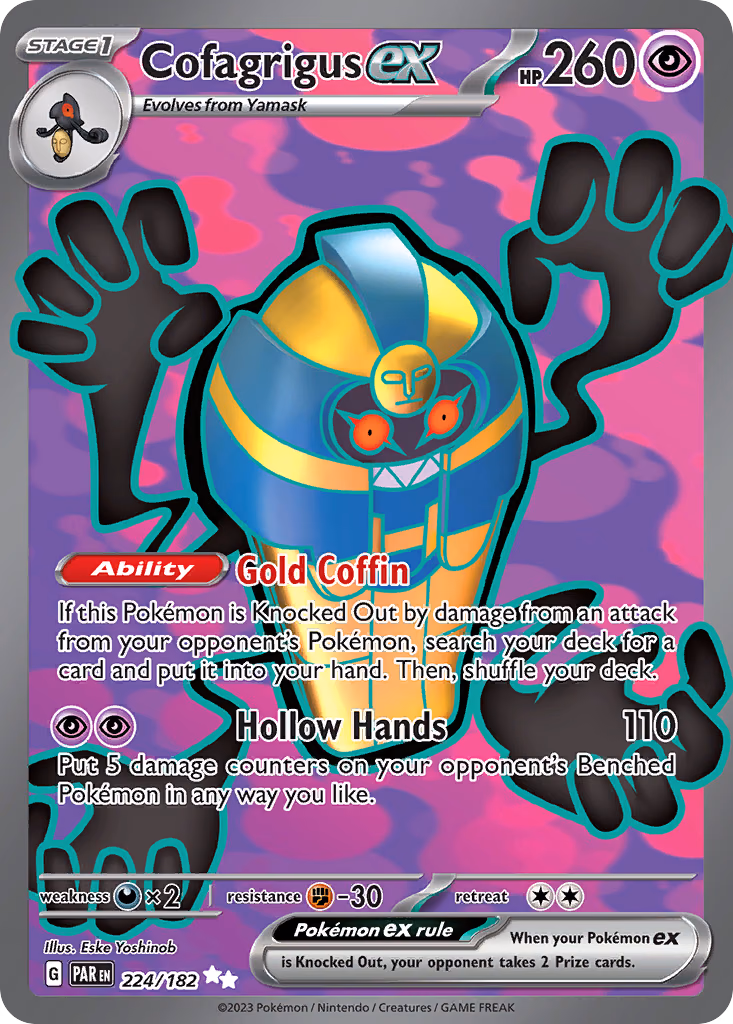 Cofagrigus ex Pokemon card (224/182, Paradox Rift)