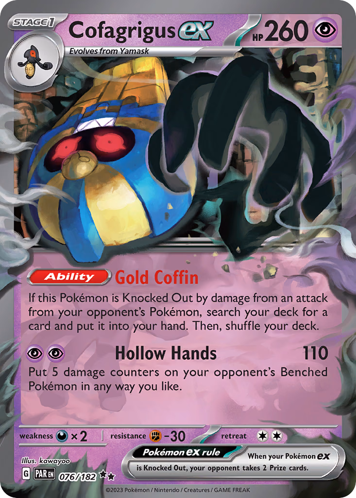 Cofagrigus ex Pokemon card (076/182, Paradox Rift)