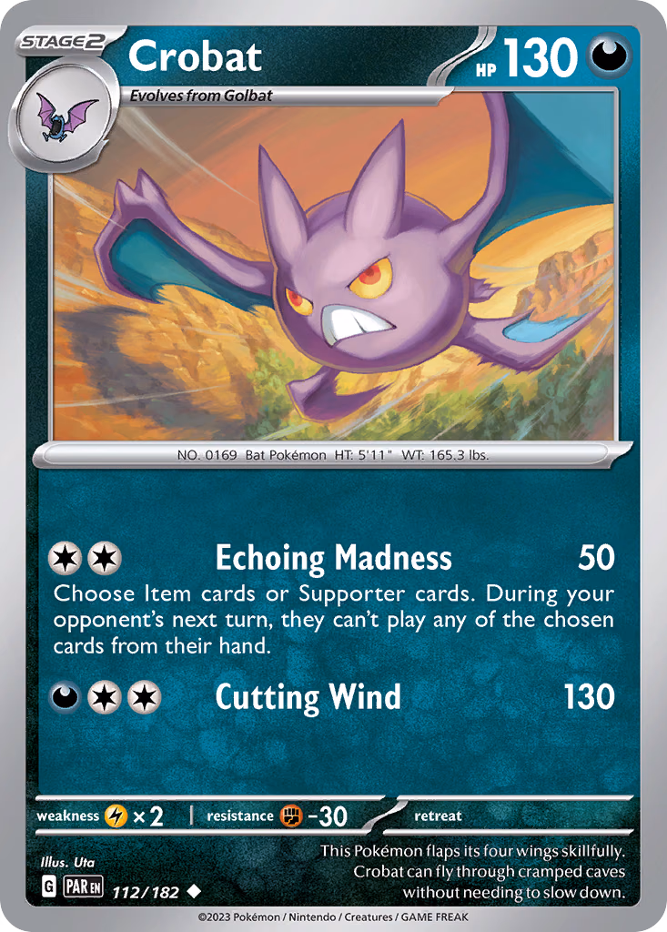 Crobat Pokemon card (112/182, Paradox Rift)