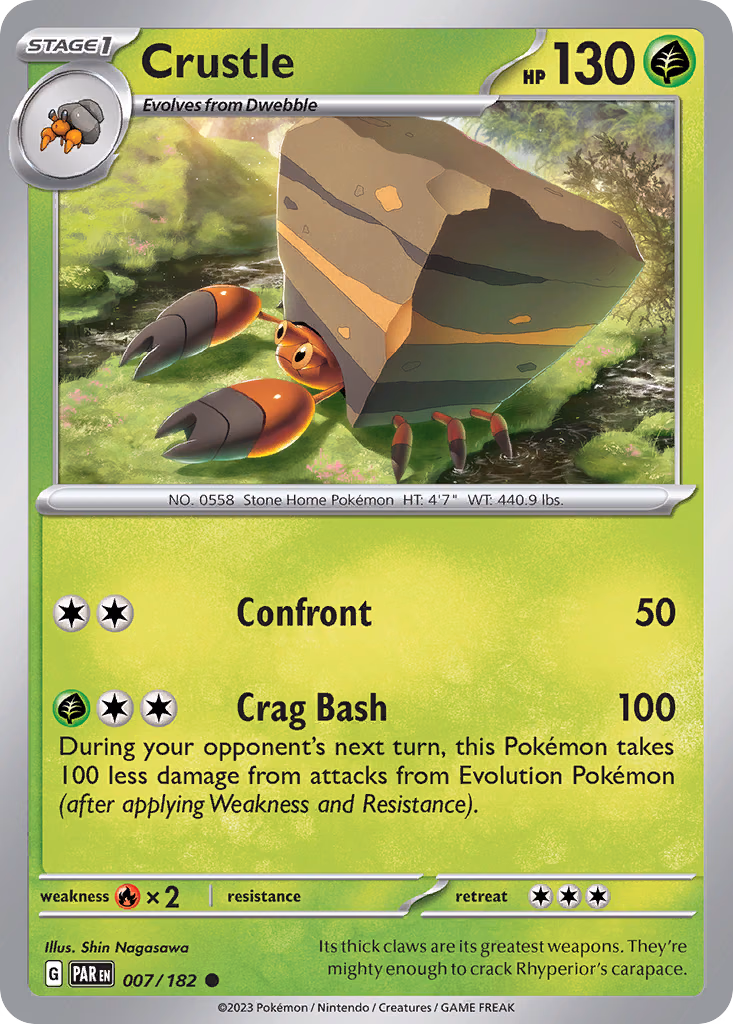 Crustle Pokemon card (007/182, Paradox Rift)