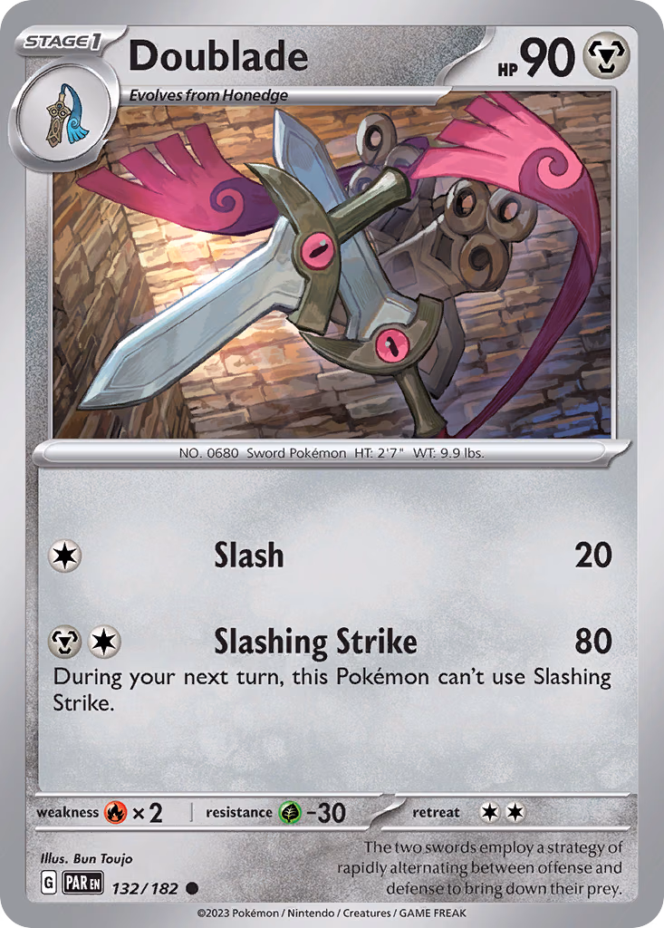 Doublade Pokemon card (132/182, Paradox Rift)