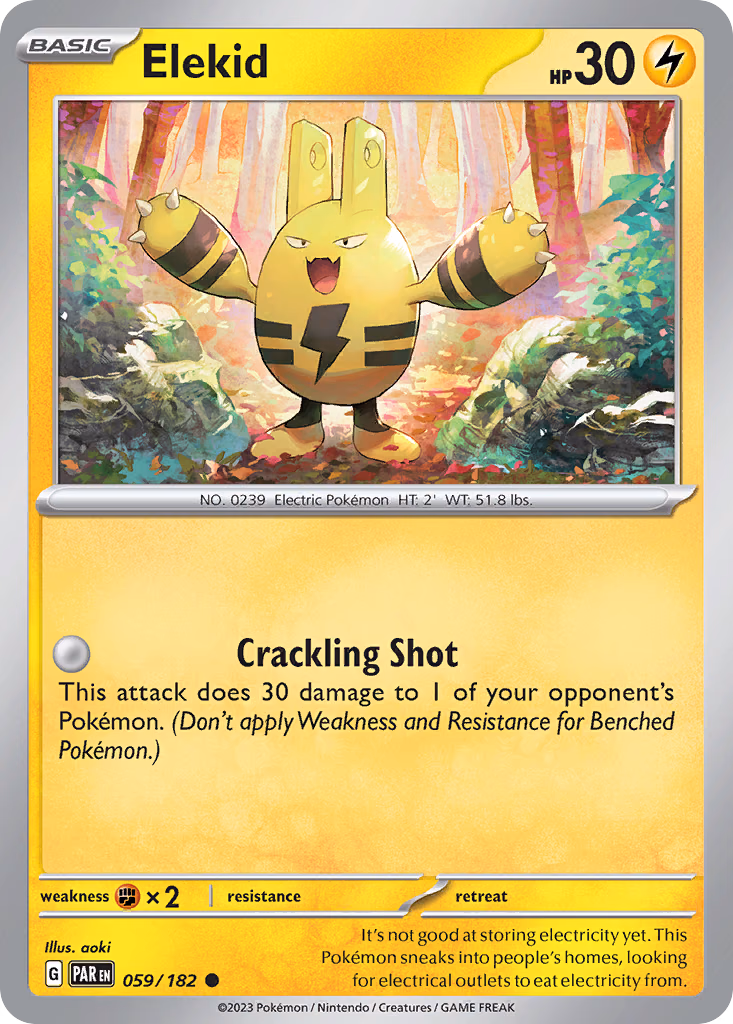 Elekid Pokemon card (059/182, Paradox Rift)