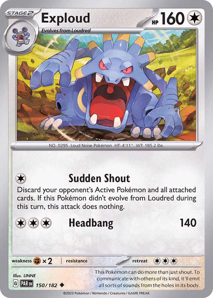 Exploud Pokemon card (150/182, Paradox Rift)
