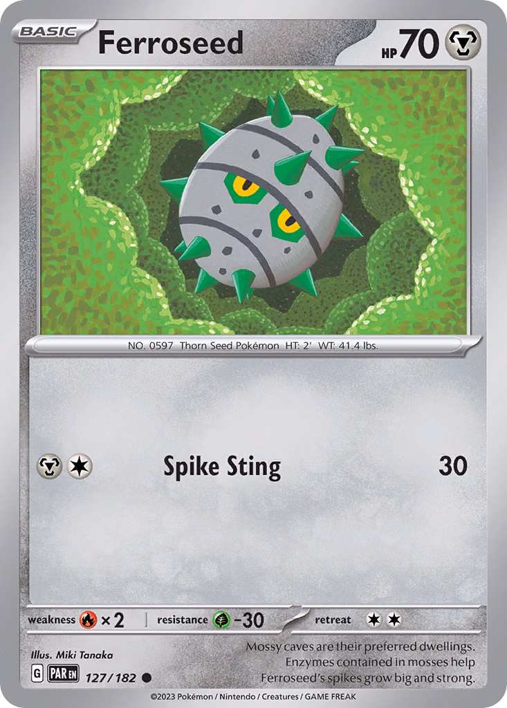 Ferroseed Pokemon card (127/182, Paradox Rift)