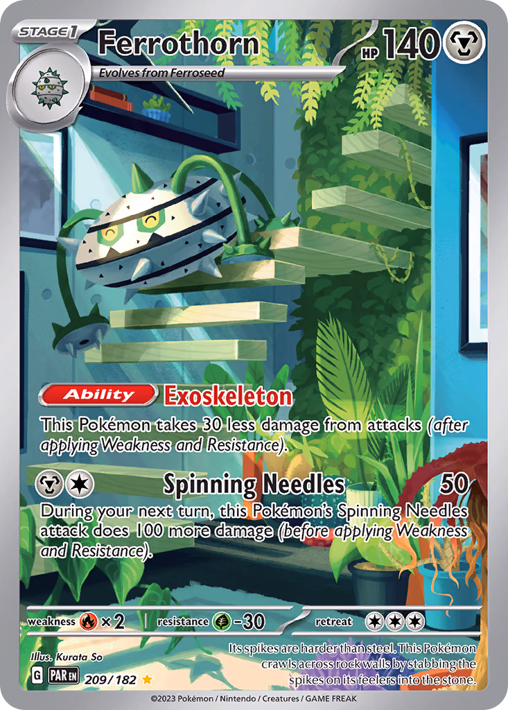 Ferrothorn Pokemon card (209/182, Paradox Rift)