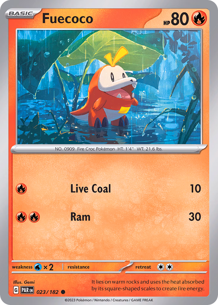Fuecoco Pokemon card (023/182, Paradox Rift)