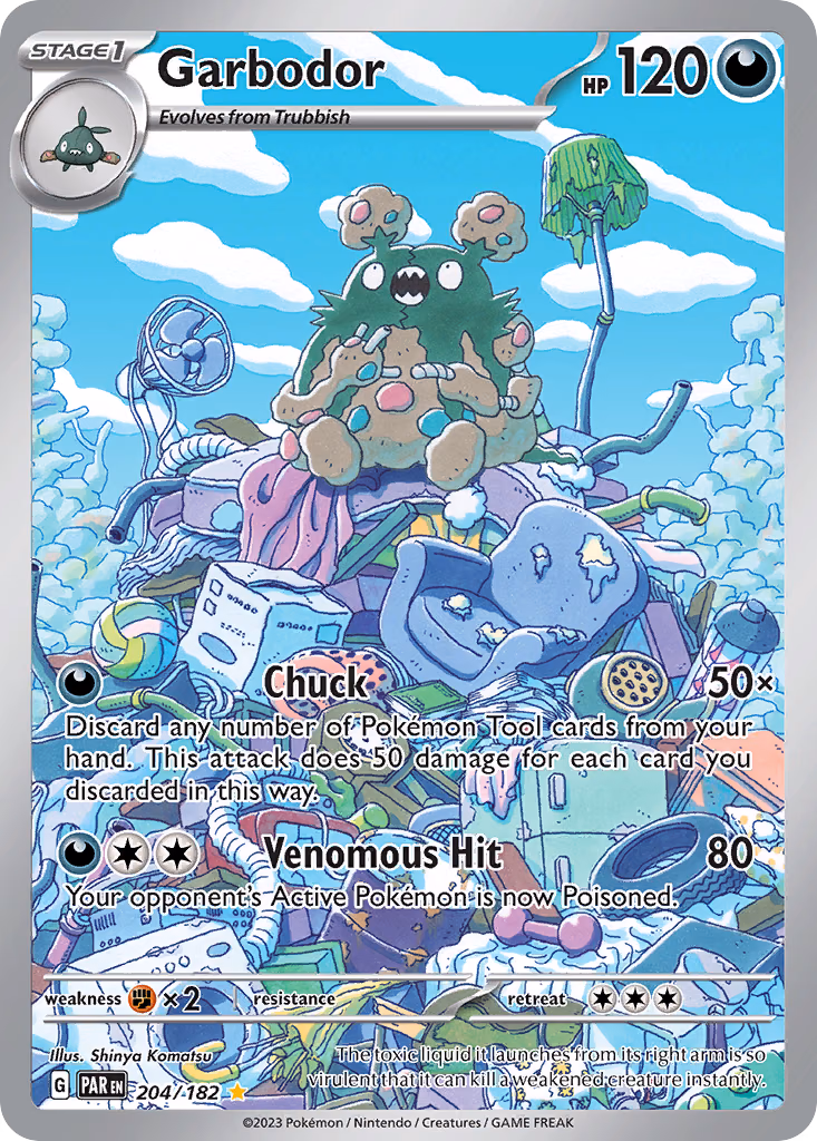 Garbodor Pokemon card (204/182, Paradox Rift)