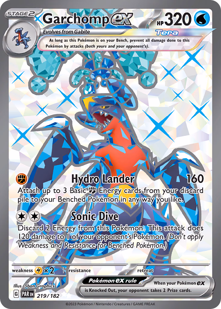 Garchomp ex Pokemon card (219/182, Paradox Rift)