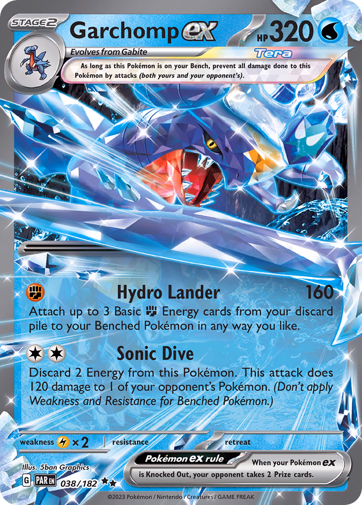 Garchomp ex Pokemon card (038/182, Paradox Rift)