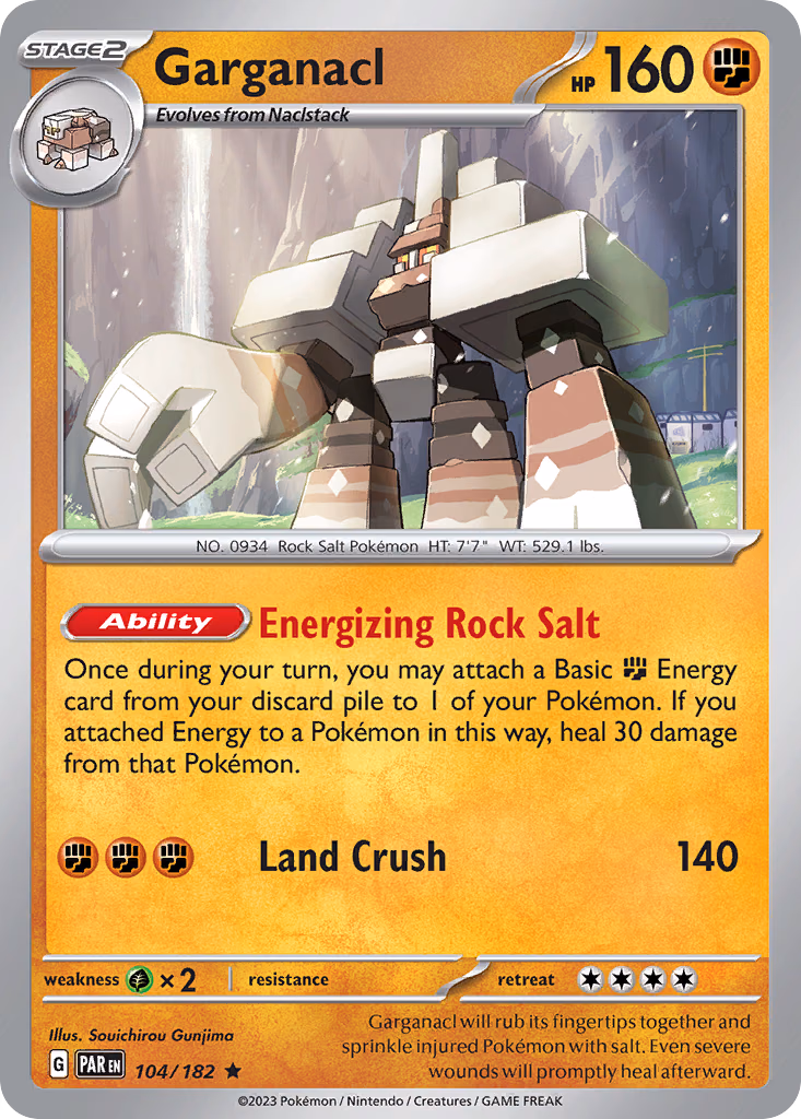 Garganacl Pokemon card (104/182, Paradox Rift)