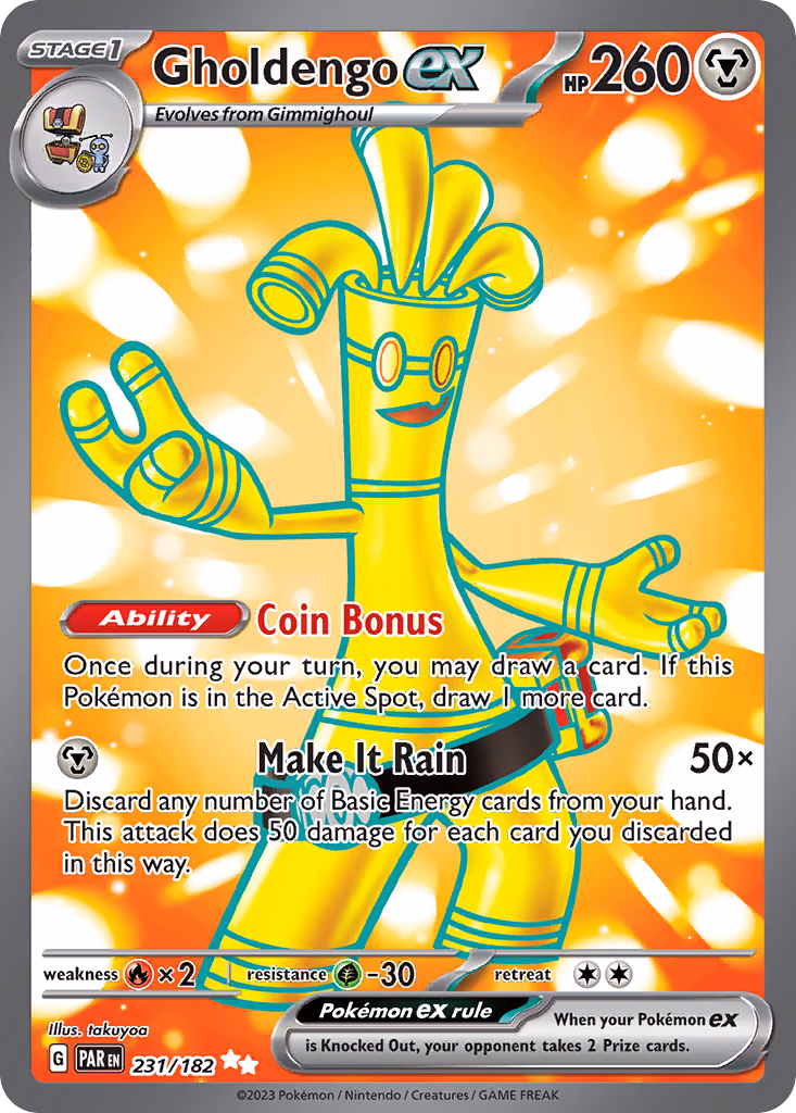 Gholdengo ex Pokemon card (231/182, Paradox Rift)
