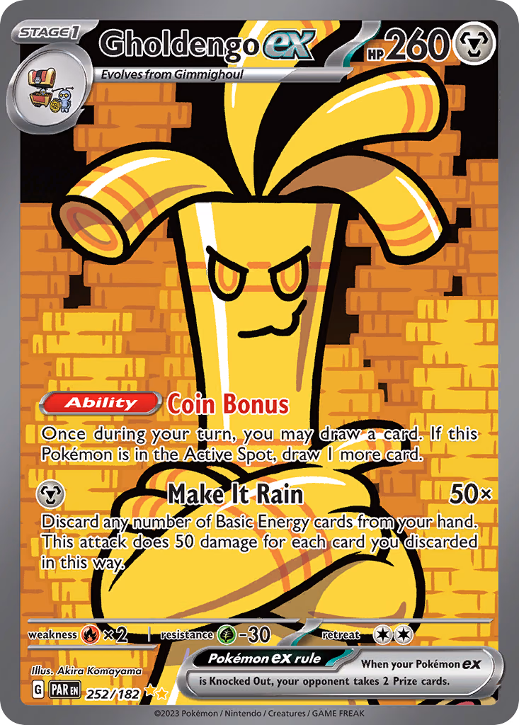 Gholdengo ex Pokemon card (252/182, Paradox Rift)