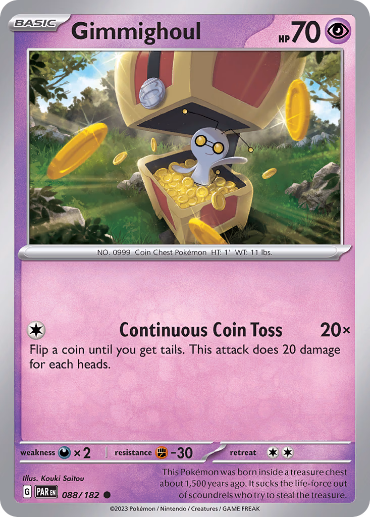 Gimmighoul Pokemon card (088/182, Paradox Rift)