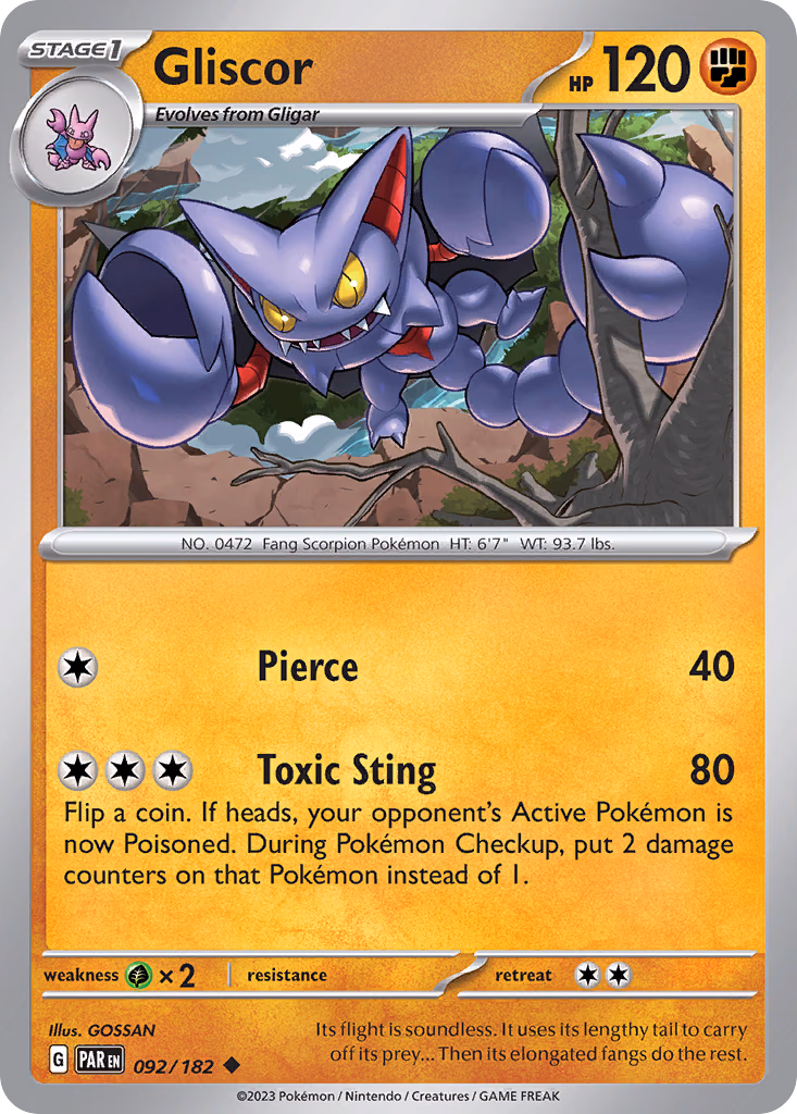 Gliscor Pokemon card (092/182, Paradox Rift)