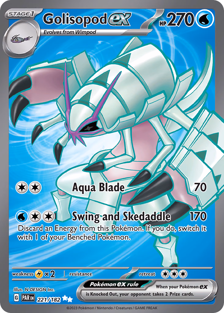 Golisopod ex Pokemon card (221/182, Paradox Rift)