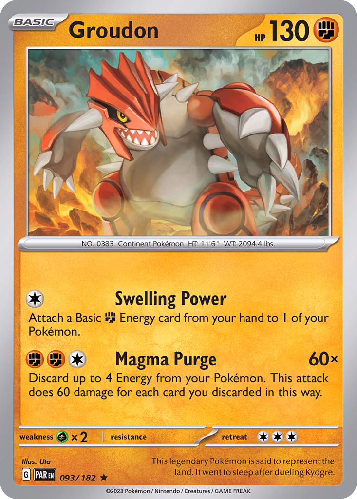 Groudon Pokemon card (093/182, Paradox Rift)