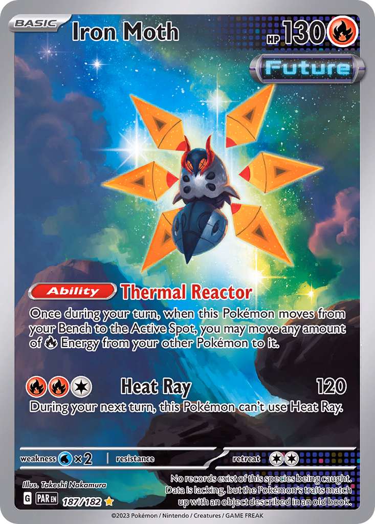 Iron Moth Pokemon card (187/182, Paradox Rift)